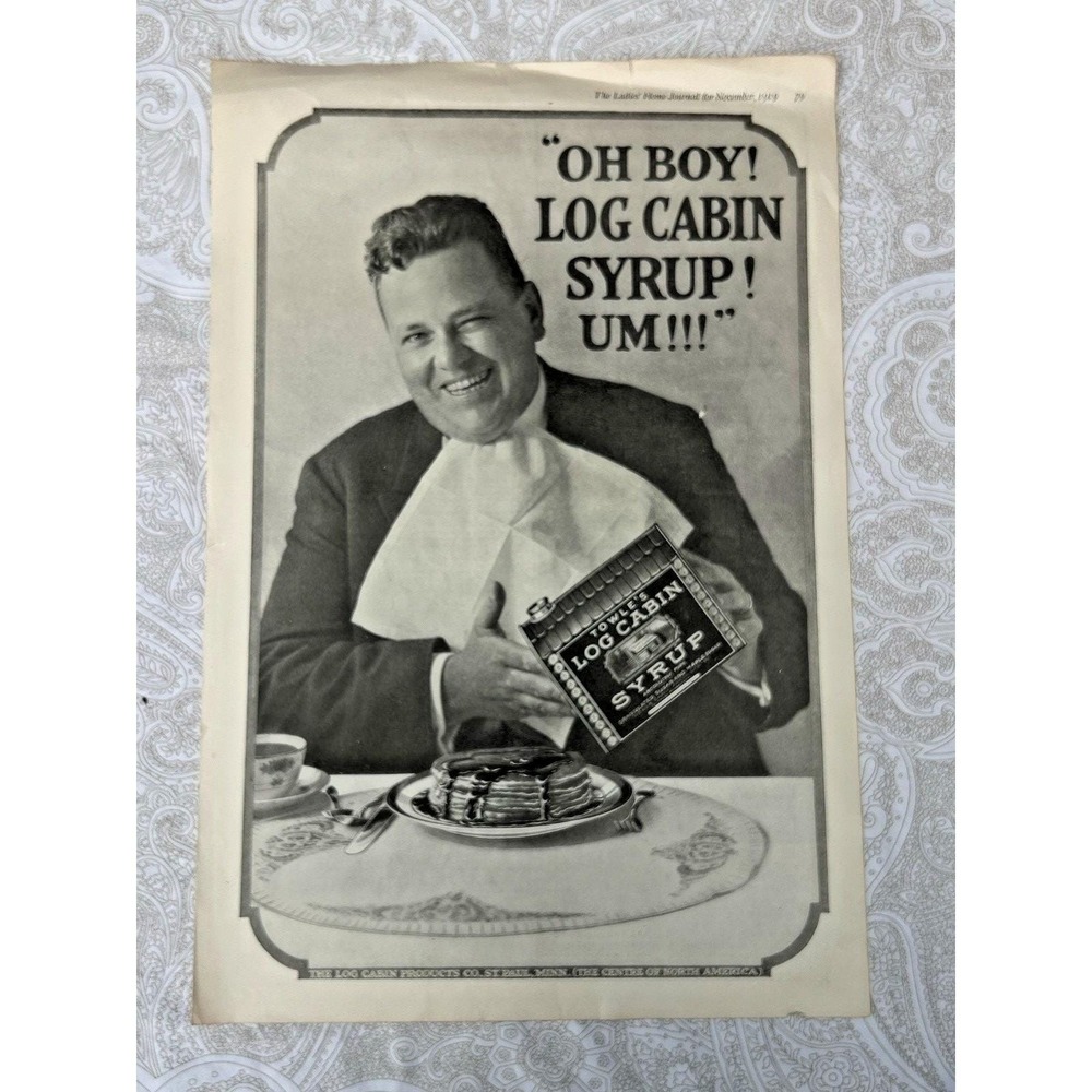 Vintage 1919 TOWLE'S LOG CABIN Syrup Pancake Waffle Kitchen Ephemera Print Ad - Picture 3 of 8